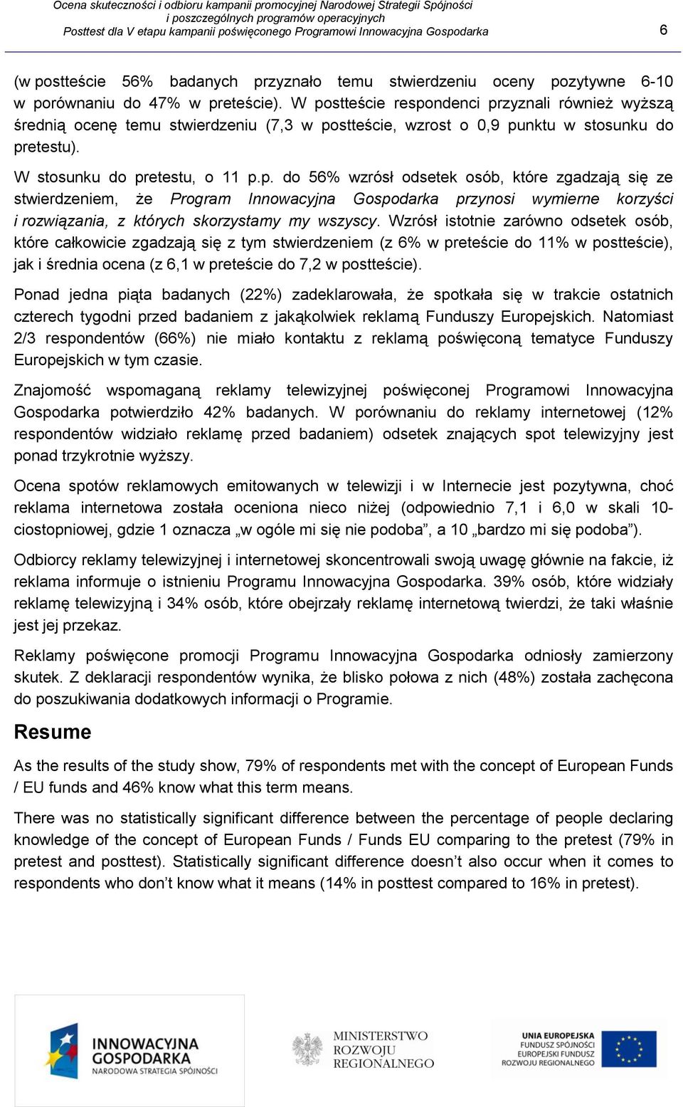 Wzrósł istotnie zarówno odsetek osób, które całkowicie zgadzają się z tym stwierdzeniem (z 6% w preteście do 11% w postteście), jak i średnia ocena (z 6,1 w preteście do 7,2 w postteście).