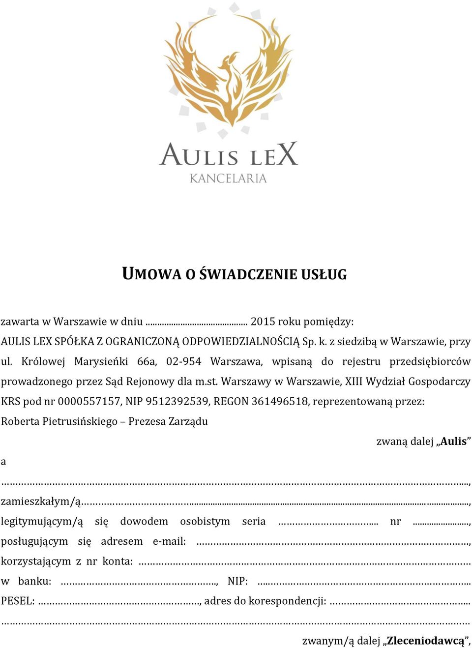 u przedsiębiorców prowadzonego przez Sąd Rejonowy dla m.st.