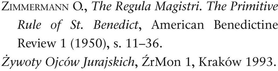 Benedict, American Benedictine Review 1