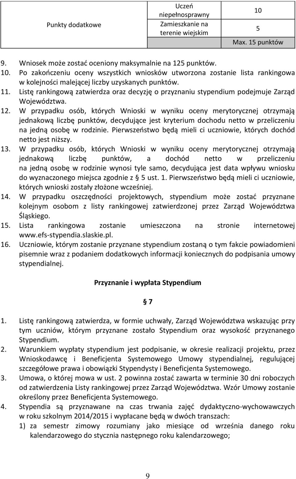 Po zakończeniu oceny wszystkich wniosków utworzona zostanie lista rankingowa w kolejności malejącej liczby uzyskanych punktów. 11.