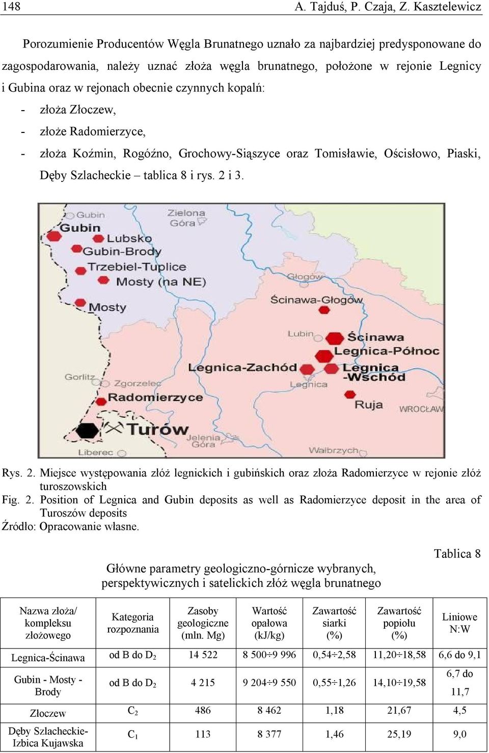 rejonach obecnie czynnych kopalń: - złoża Złoczew, - złoże Radomierzyce, - złoża Koźmin, Rogóźno, Grochowy-Siąszyce oraz Tomisławie, Ościsłowo, Piaski, Dęby Szlacheckie tablica 8 i rys. 2 