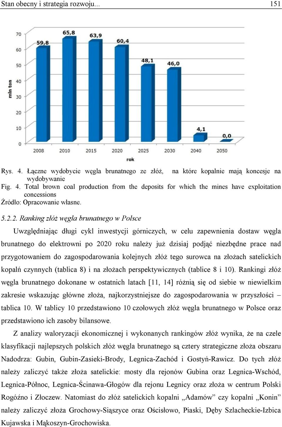 prace nad przygotowaniem do zagospodarowania kolejnych złóż tego surowca na złożach satelickich kopalń czynnych (tablica 8) i na złożach perspektywicznych (tablice 8 i 10).