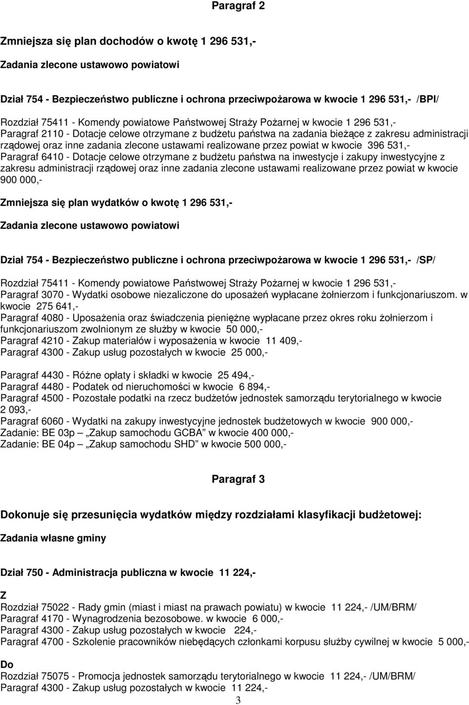 zlecone ustawami realizowane przez powiat w kwocie 396 531,- Paragraf 6410 - tacje celowe otrzymane z budŝetu państwa na inwestycje i zakupy inwestycyjne z zakresu administracji rządowej oraz inne