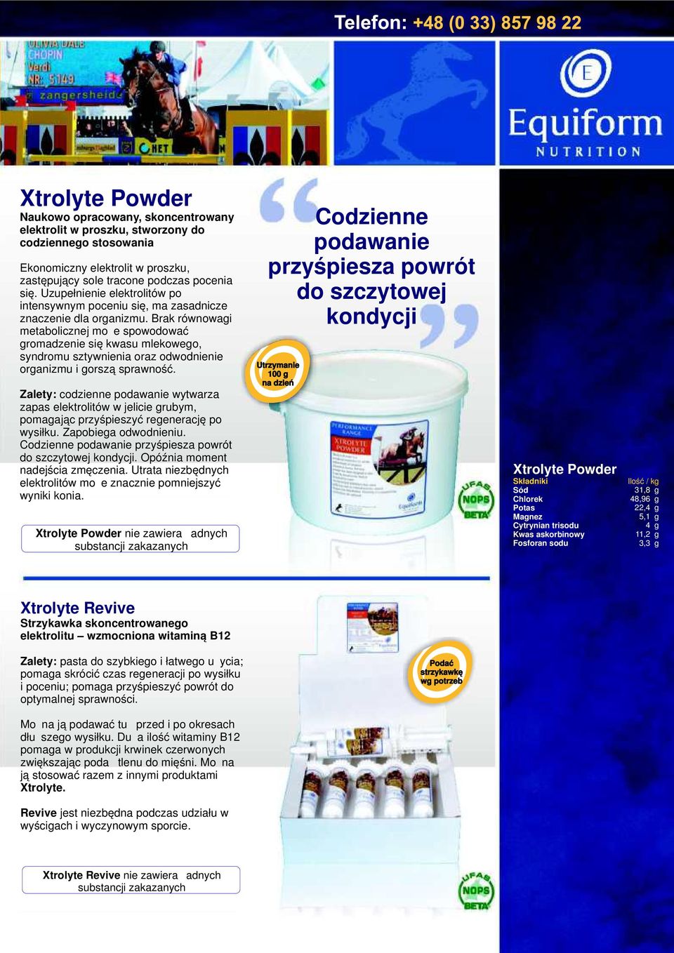 Brak równowagi metabolicznej może spowodować gromadzenie się kwasu mlekowego, syndromu sztywnienia oraz odwodnienie organizmu i gorszą sprawność.