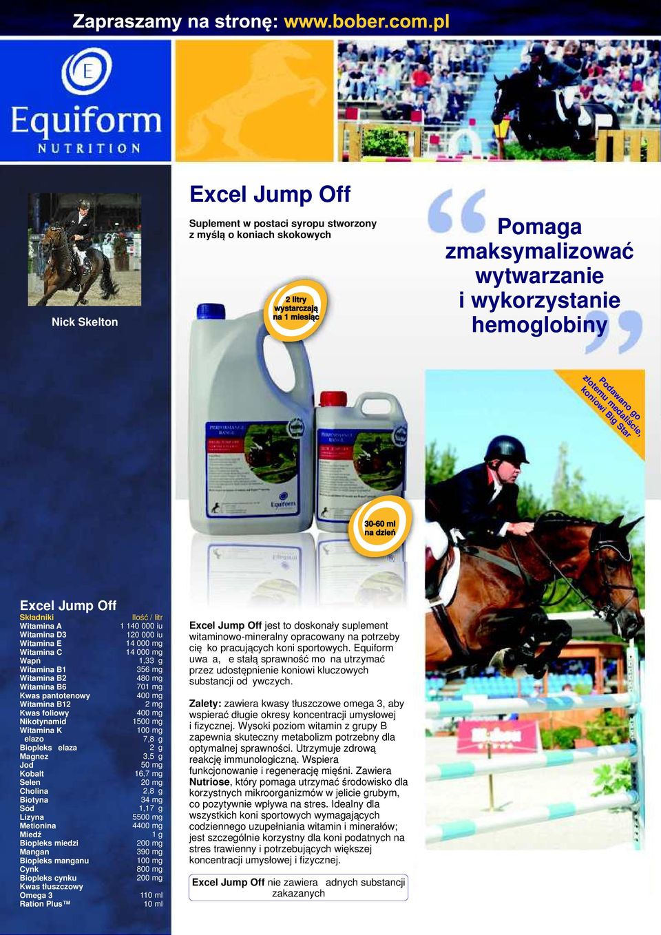 Witamina K Żelazo Biopleks żelaza Magnez Jod Kobalt Selen Cholina Biotyna Sód Lizyna Metionina Miedź Biopleks miedzi Mangan Biopleks manganu Cynk Biopleks cynku Kwas tłuszczowy Omega 3 Ration Plus 1