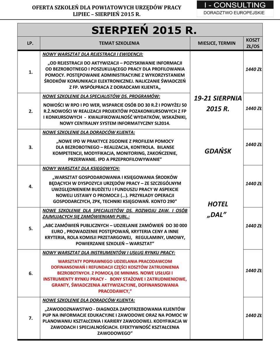 POSTĘPOWANIE ADMINISTRACYJNE Z WYKORZYSTANIEM ŚRODKÓW KOMUNIKACJI ELEKTRONICZNEJ. NALICZANIE ŚWIADCZEŃ Z FP. WSPÓŁPRACA Z DORADCAMI KLIENTA NOWE SZKOLENIE DLA SPECJALISTÓW DS.