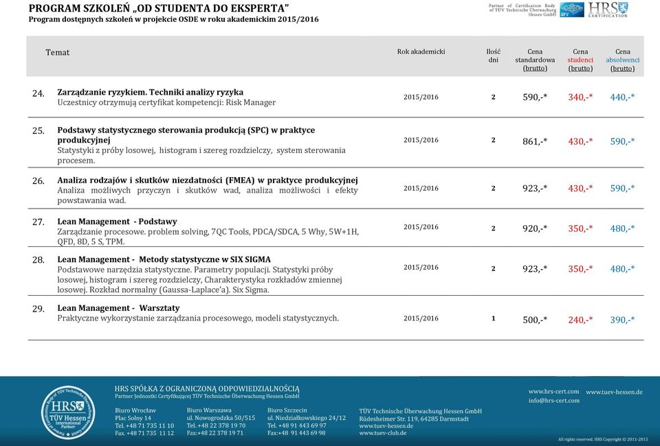 Analiza rodzajów i skutków niezdatności (FMEA) w praktyce produkcyjnej Analiza możliwych przyczyn i skutków wad, analiza możliwości i efekty powstawania wad. 27.