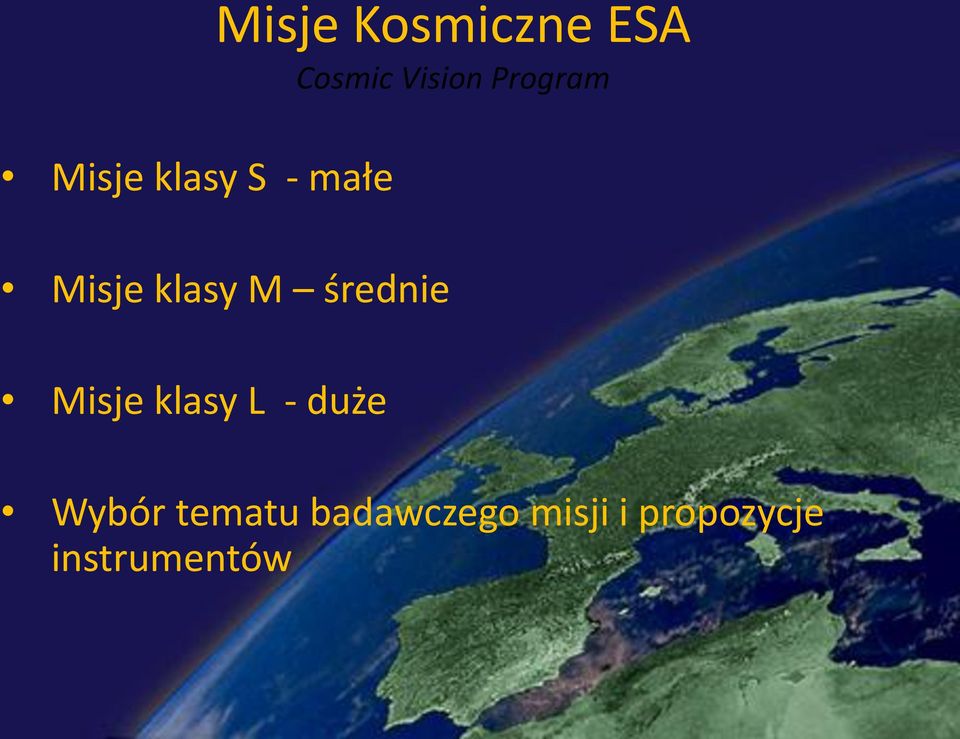 średnie Misje klasy L - duże Wybór