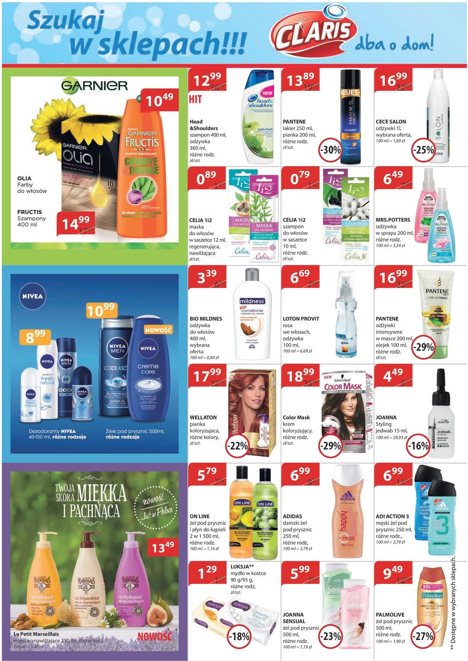 POTTERS odżywka w sprayu 200 ml, 100 ml = 3,24 zł 99 10 8 99 11 99 3 39 6 09* BIO MILDNES odżywka do włosów 400 ml, wybrana oferta 100 ml = 0,84 zł 6 69 7 89* LOTON PROVIT rosa we włosach, odżywka
