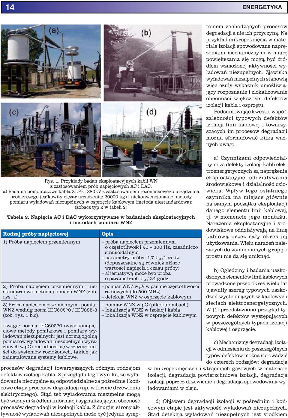 Stąd też wyładowania niezupełne mogą być ważnym źródłem informacji sygnalizującym obecność procesów degradacji w izolacji kabla.