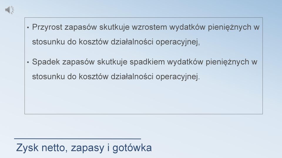 zapasów skutkuje spadkiem wydatków pieniężnych w stosunku