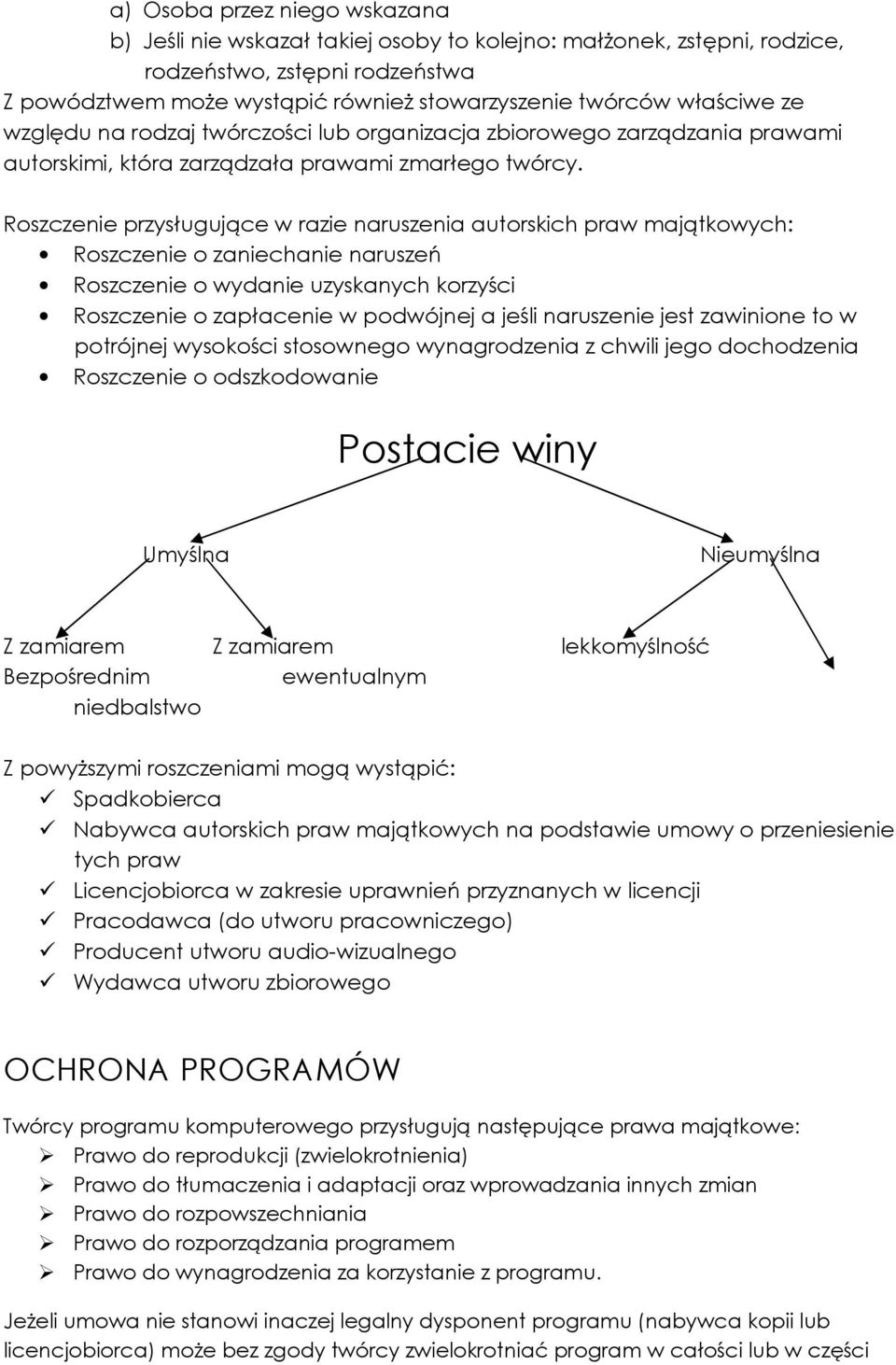 Roszczenie przysługujące w razie naruszenia autorskich praw majątkowych: Roszczenie o zaniechanie naruszeń Roszczenie o wydanie uzyskanych korzyści Roszczenie o zapłacenie w podwójnej a jeśli