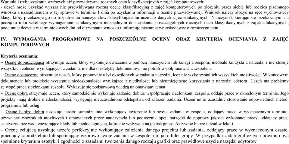 Wniosek należy złożyć na ręce wychowawcy klasy, który przekazuje go do rozpatrzenia nauczycielowi klasyfikującemu ucznia z danych zajęć edukacyjnych.