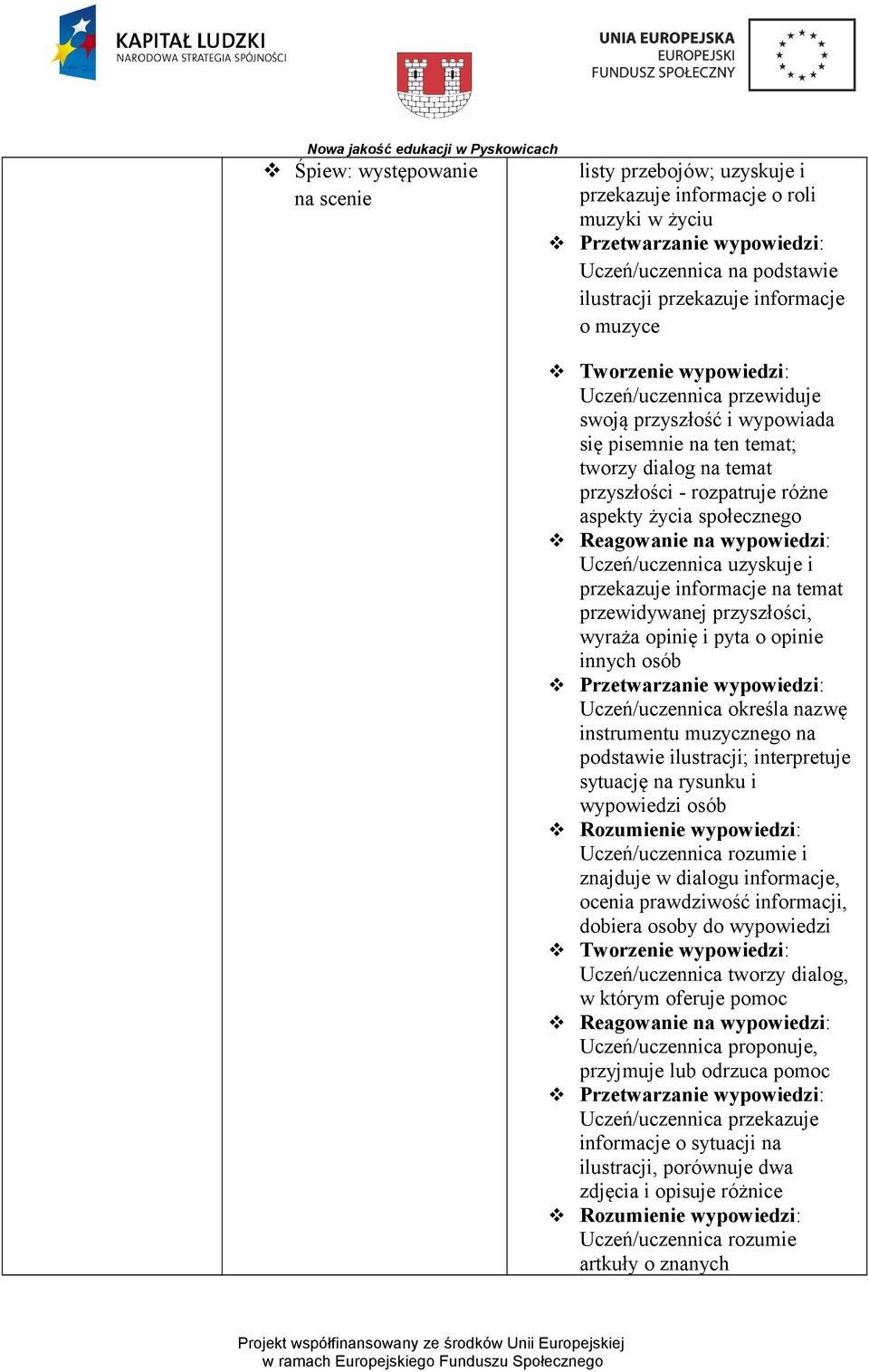 wyraża opinię i pyta o opinie innych osób Uczeń/uczennica określa nazwę instrumentu muzycznego na podstawie ilustracji; interpretuje sytuację na rysunku i wypowiedzi osób Uczeń/uczennica rozumie i