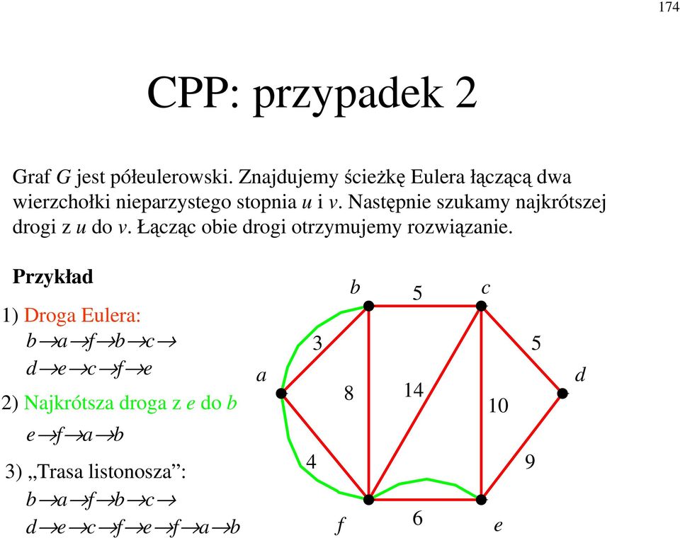 Nastpnie szukamy najkrótszej drogi z u do v. Łczc obie drogi otrzymujemy rozwizanie.