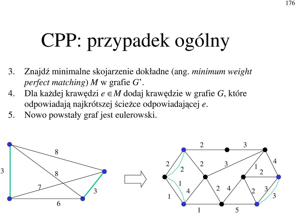 Dla kadej krawdzi e M dodaj krawdzie w grafie G, które odpowiadaj