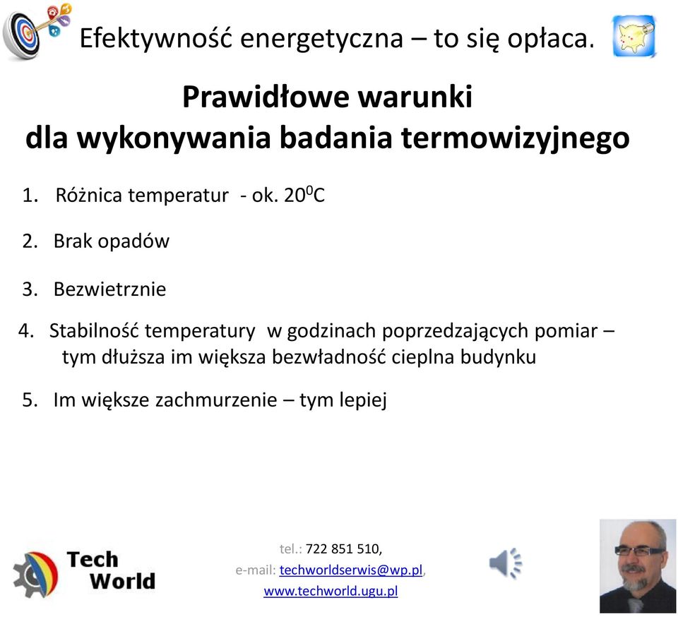 Stabilność temperatury w godzinach poprzedzających pomiar tym