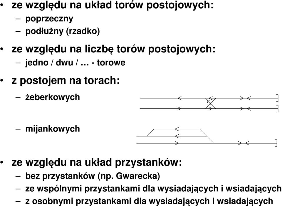 ze względu na układ przystanków: bez przystanków (np.