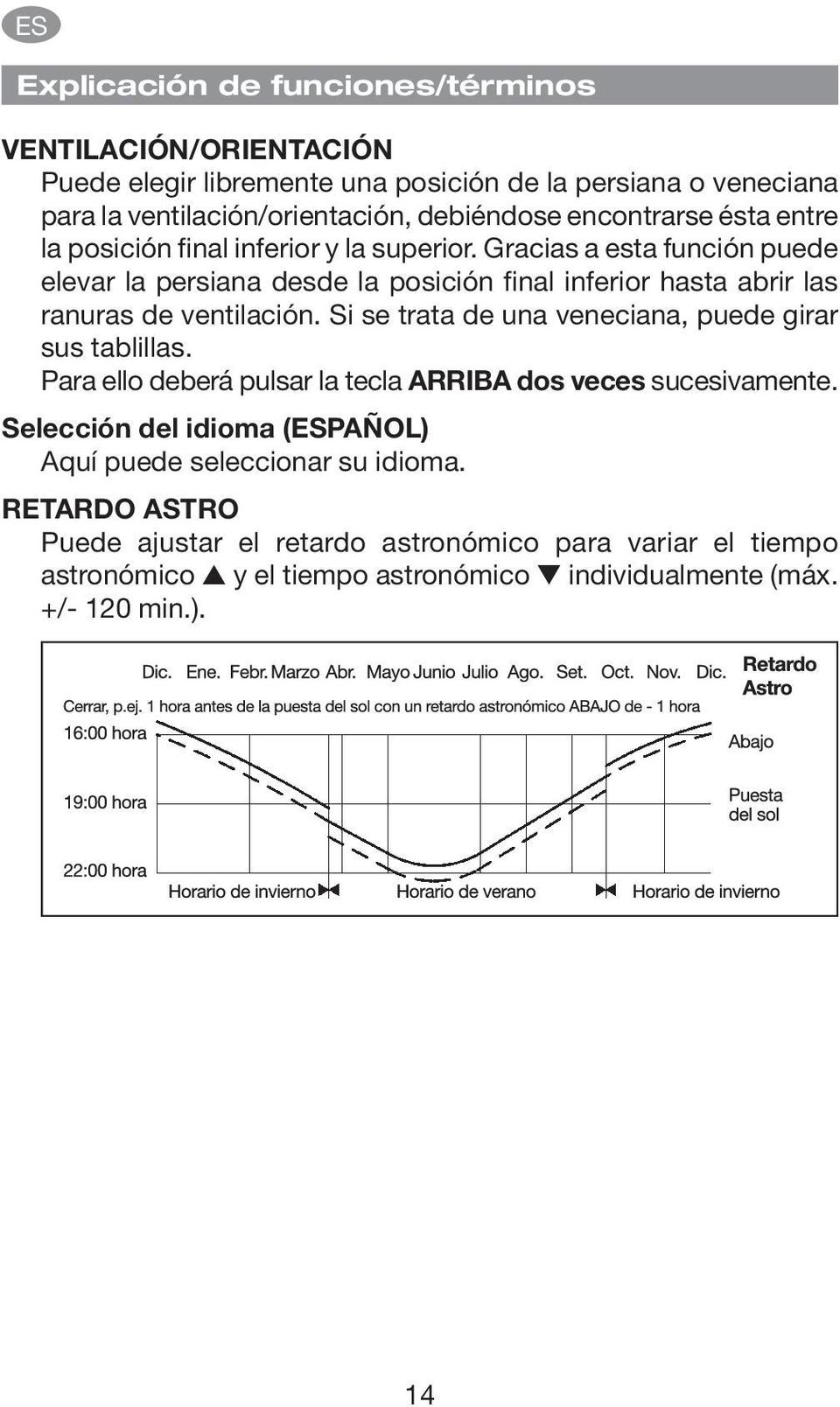 Gracias a esta función puede elevar la persiana desde la posición final inferior hasta abrir las ranuras de ventilación.