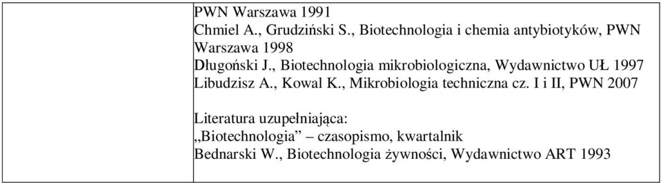 , Biotechnologia mikrobiologiczna, Wydawnictwo U 1997 Libudzisz A., Kowal K.