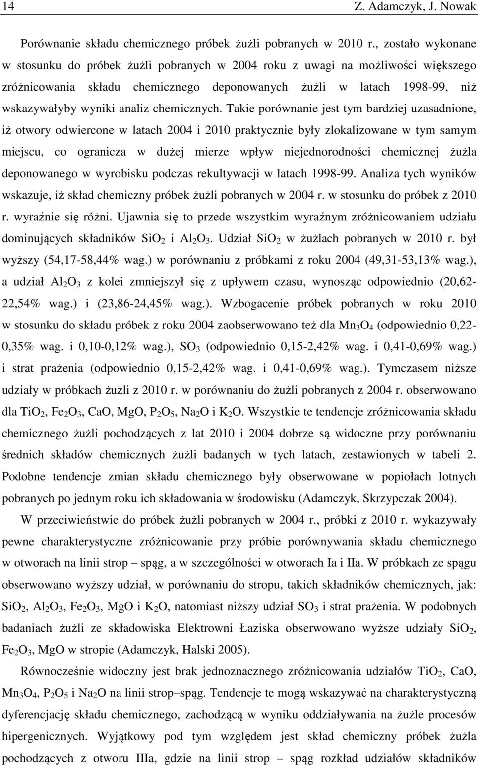 analiz chemicznych.