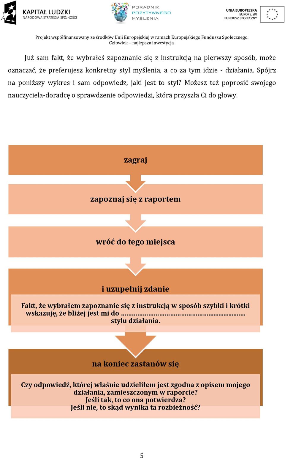 zagraj zapoznaj się z raportem wróć do tego miejsca i uzupełnij zdanie Fakt, że wybrałem zapoznanie się z instrukcją w sposób szybki i krótki wskazuję, że bliżej jest mi do.