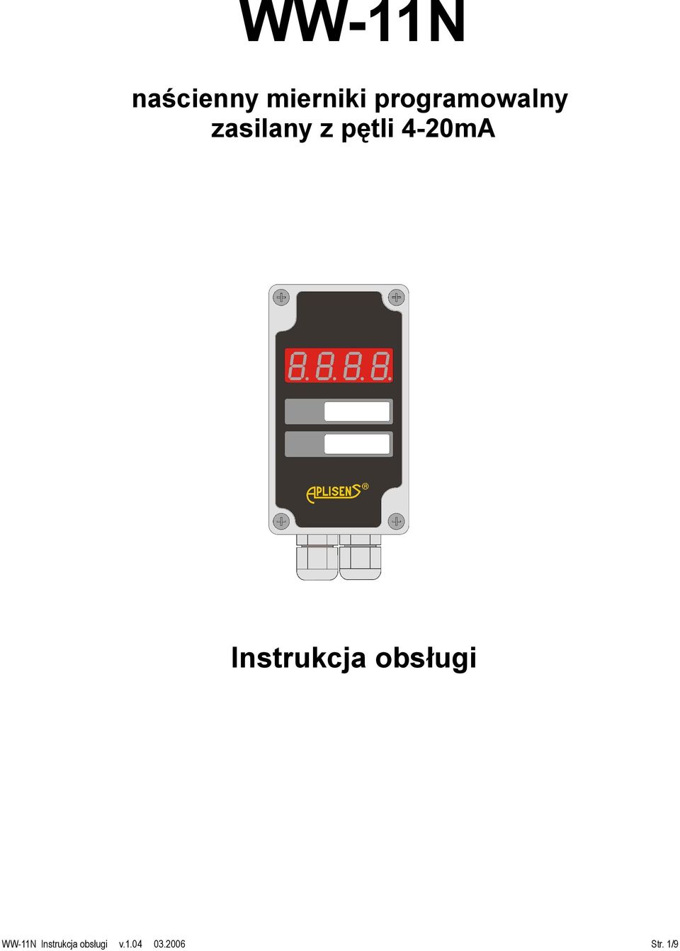 4-20mA Instrukcja obsługi WW-11N