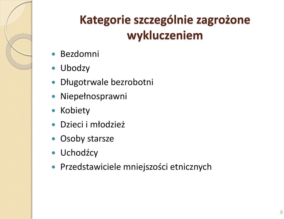 Niepełnosprawni Kobiety Dzieci i młodzież Osoby
