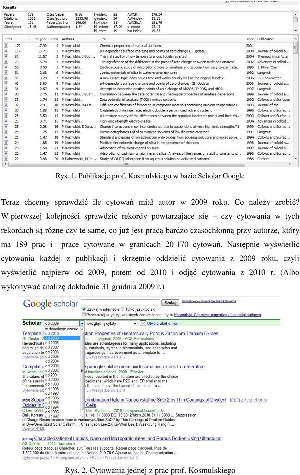 autorze, który ma 189 prac i prace cytowane w granicach 20-170 cytowań.