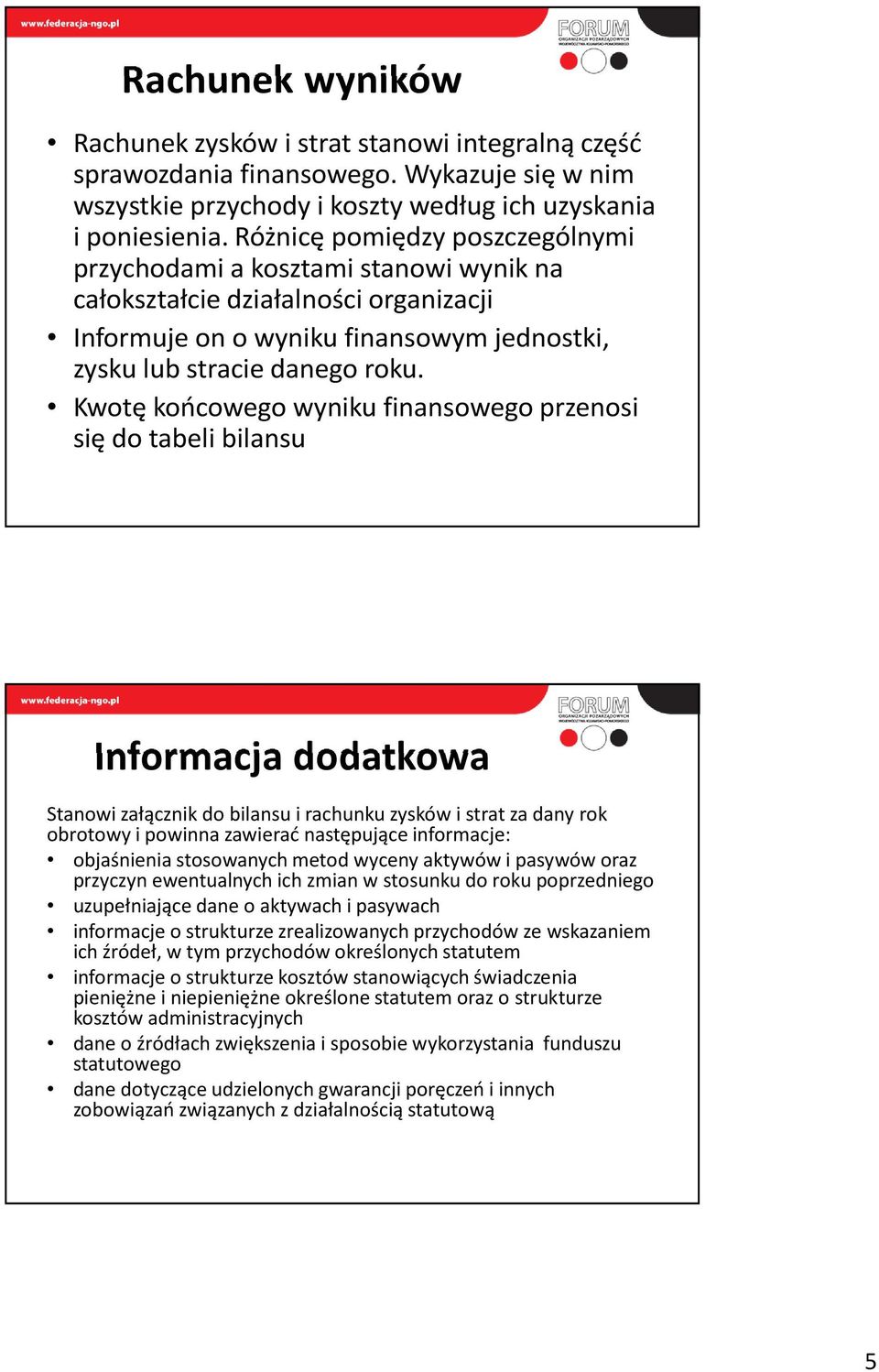 Kwotę końcowego wyniku finansowego przenosi się do tabeli bilansu Informacja dodatkowa Stanowi załącznik do bilansu i rachunku zysków i strat za dany rok obrotowy i powinna zawierać następujące