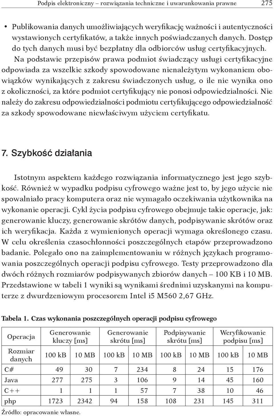Na podstawie przepisów prawa podmiot świadczący usługi certyfikacyjne odpowiada za wszelkie szkody spowodowane nienależytym wykonaniem obowiązków wynikających z zakresu świadczonych usług, o ile nie