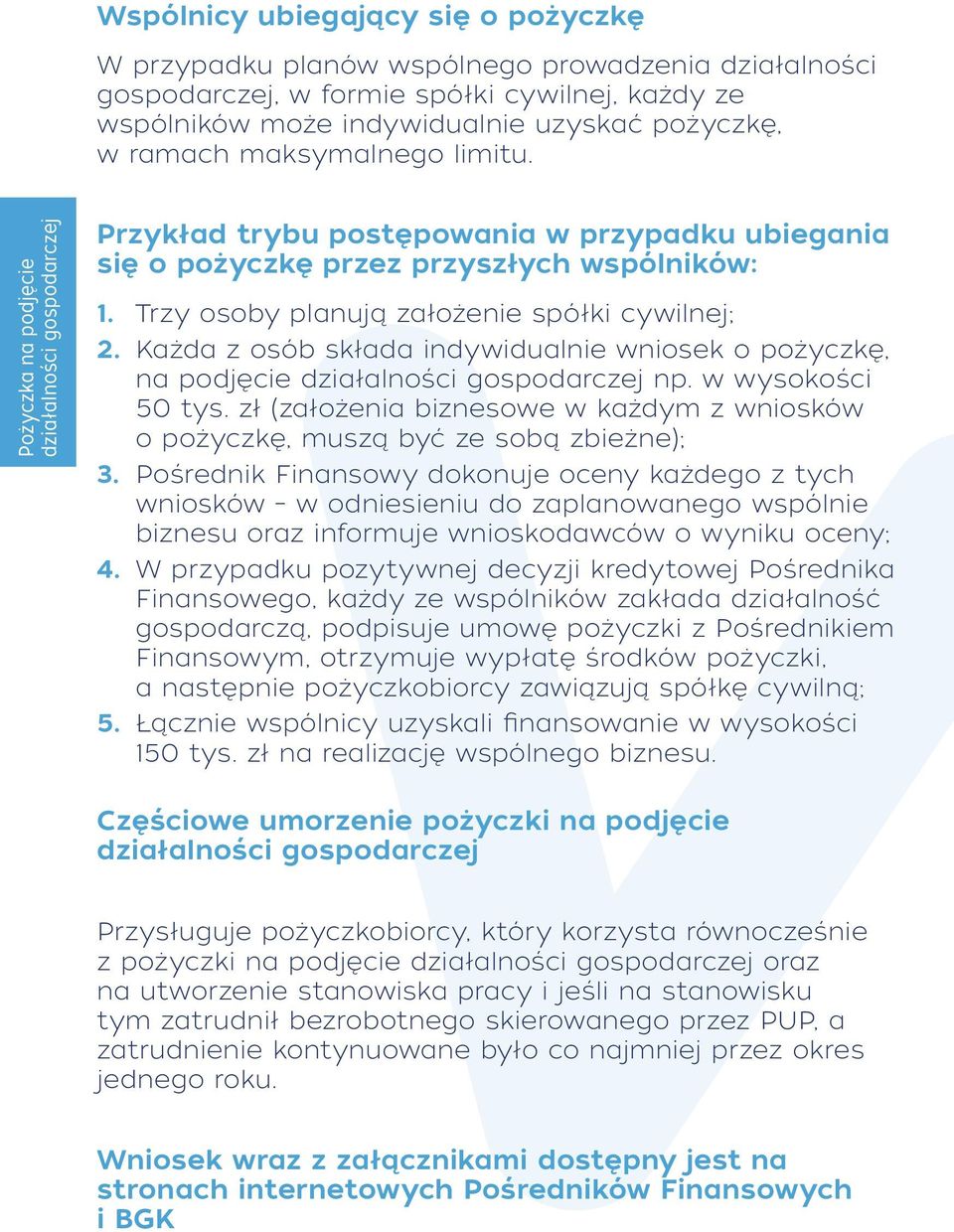 Trzy osoby planują założenie spółki cywilnej; 2. Każda z osób składa indywidualnie wniosek o pożyczkę, na podjęcie działalności gospodarczej np. w wysokości 50 tys.