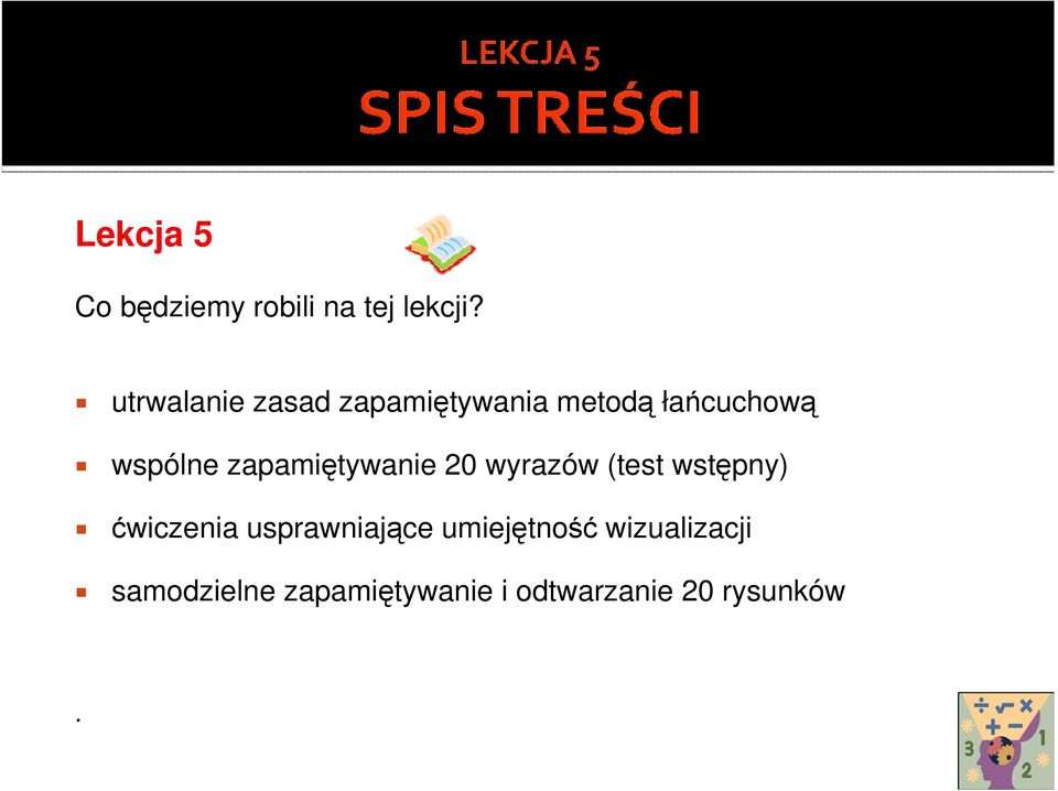 zapamiętywanie 20 wyrazów (test wstępny) ćwiczenia