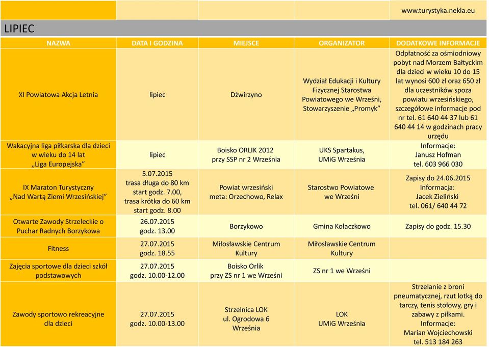 uczestników spoza Powiatowego, powiatu wrzesińskiego, Stowarzyszenie Promyk szczegółowe informacje pod nr tel.