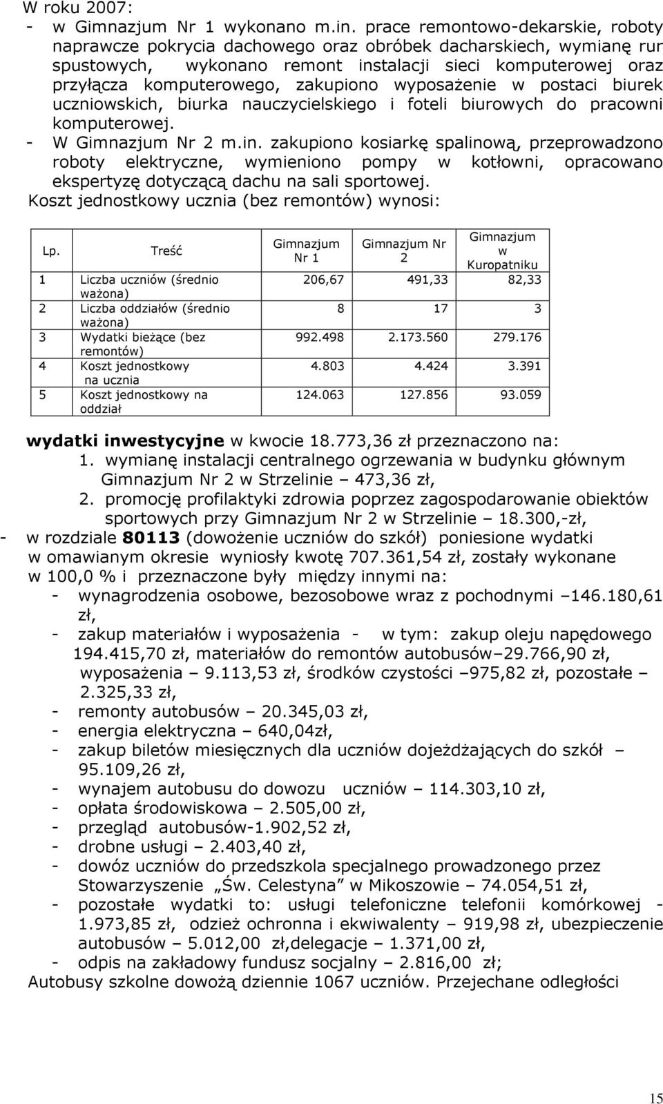 wyposażenie w postaci biurek uczniowskich, biurka nauczycielskiego i foteli biurowych do pracowni komputerowej. - W Gimnazjum Nr 2 m.in.
