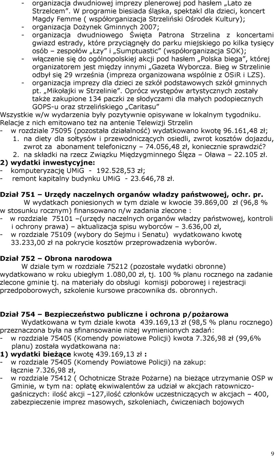 Strzelina z koncertami gwiazd estrady, które przyciągnęły do parku miejskiego po kilka tysięcy osób zespołów Łzy i Sumptuastic (współorganizacja SOK); - włączenie się do ogólnopolskiej akcji pod