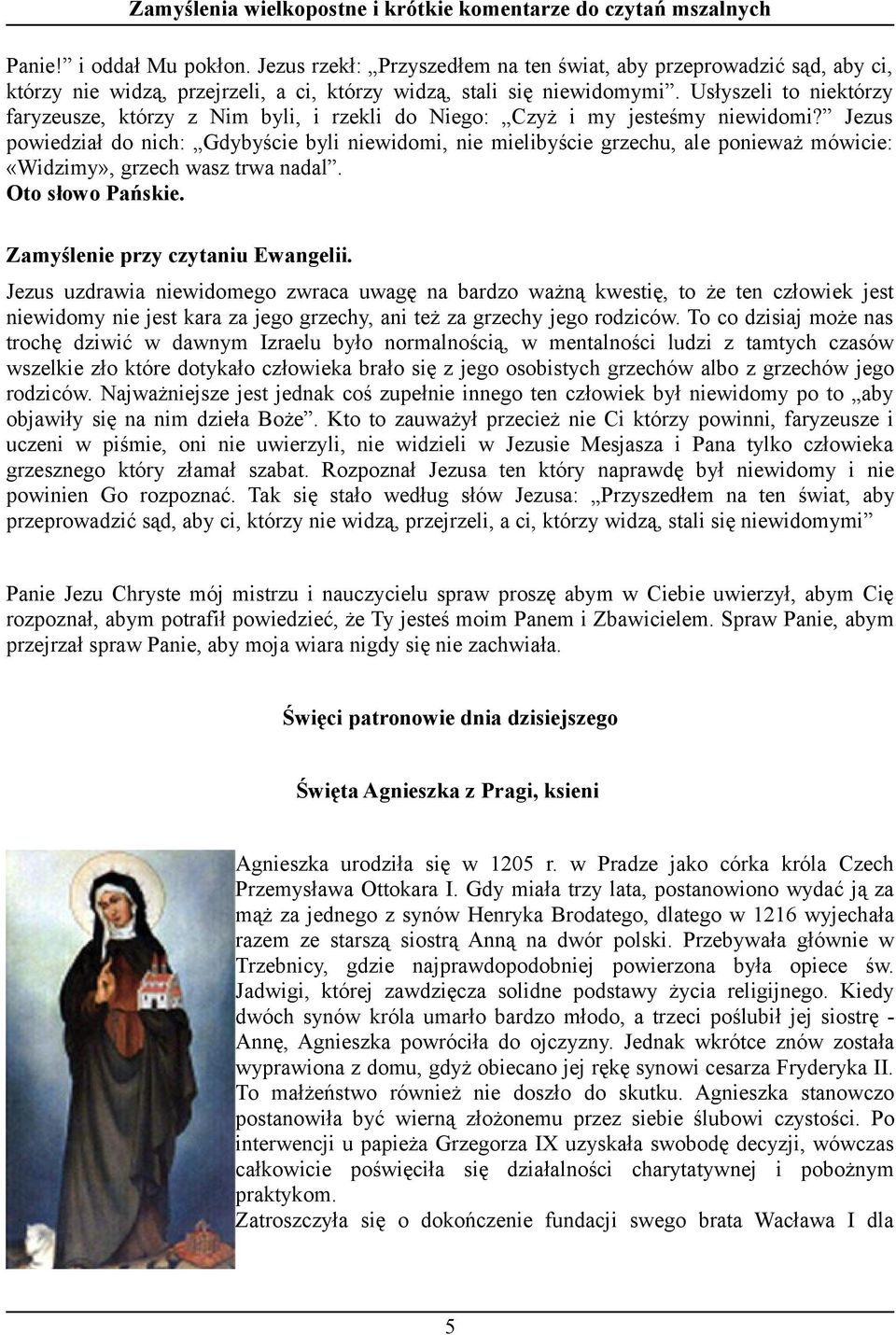 Jezus powiedział do nich: Gdybyście byli niewidomi, nie mielibyście grzechu, ale ponieważ mówicie: «Widzimy», grzech wasz trwa nadal. Oto słowo Pańskie. Zamyślenie przy czytaniu Ewangelii.