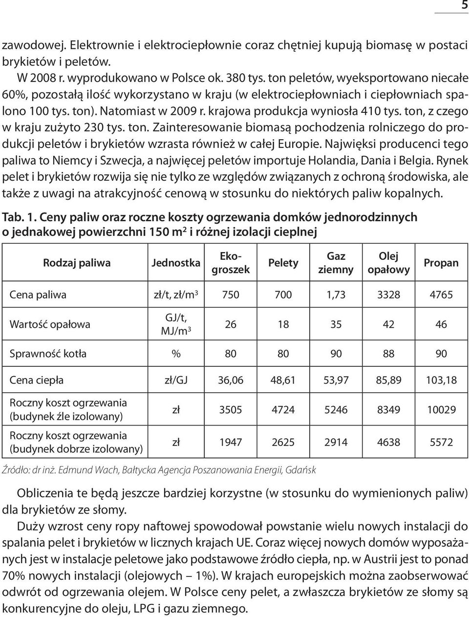 ton, z czego w kraju zużyto 230 tys. ton. Zainteresowanie biomasą pochodzenia rolniczego do produkcji peletów i brykietów wzrasta również w całej Europie.