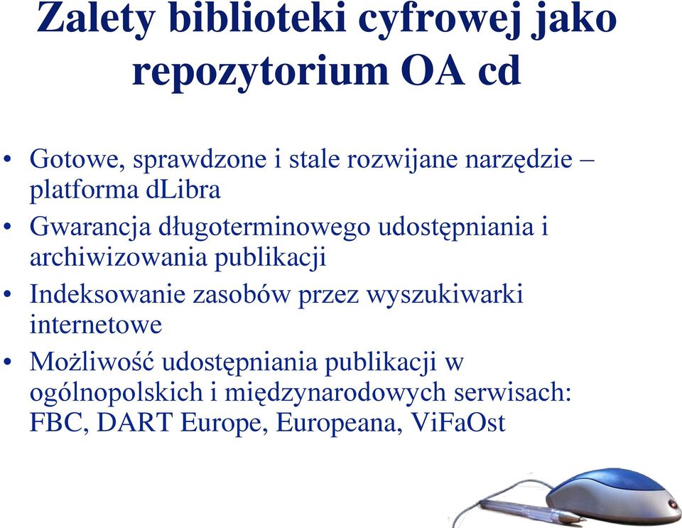 publikacji Indeksowanie zasobów przez wyszukiwarki internetowe Możliwość udostępniania