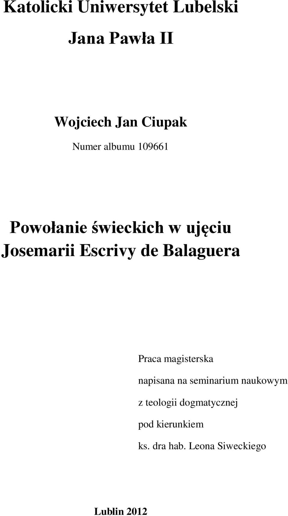 Balaguera Praca magisterska napisana na seminarium naukowym z