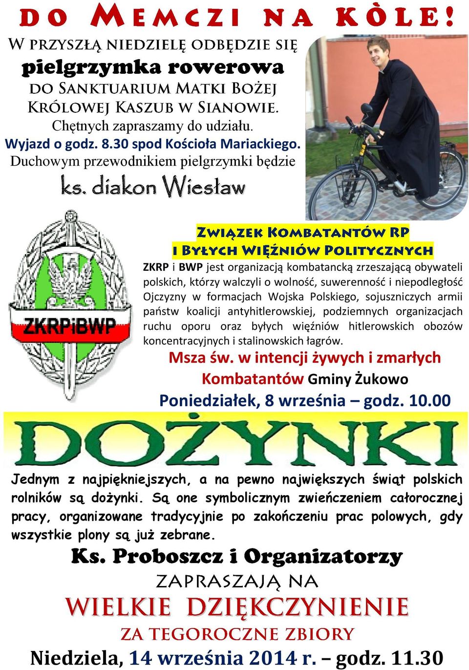 armii państw koalicji antyhitlerowskiej, podziemnych organizacjach ruchu oporu oraz byłych więźniów hitlerowskich obozów koncentracyjnych i stalinowskich łagrów. Msza św.