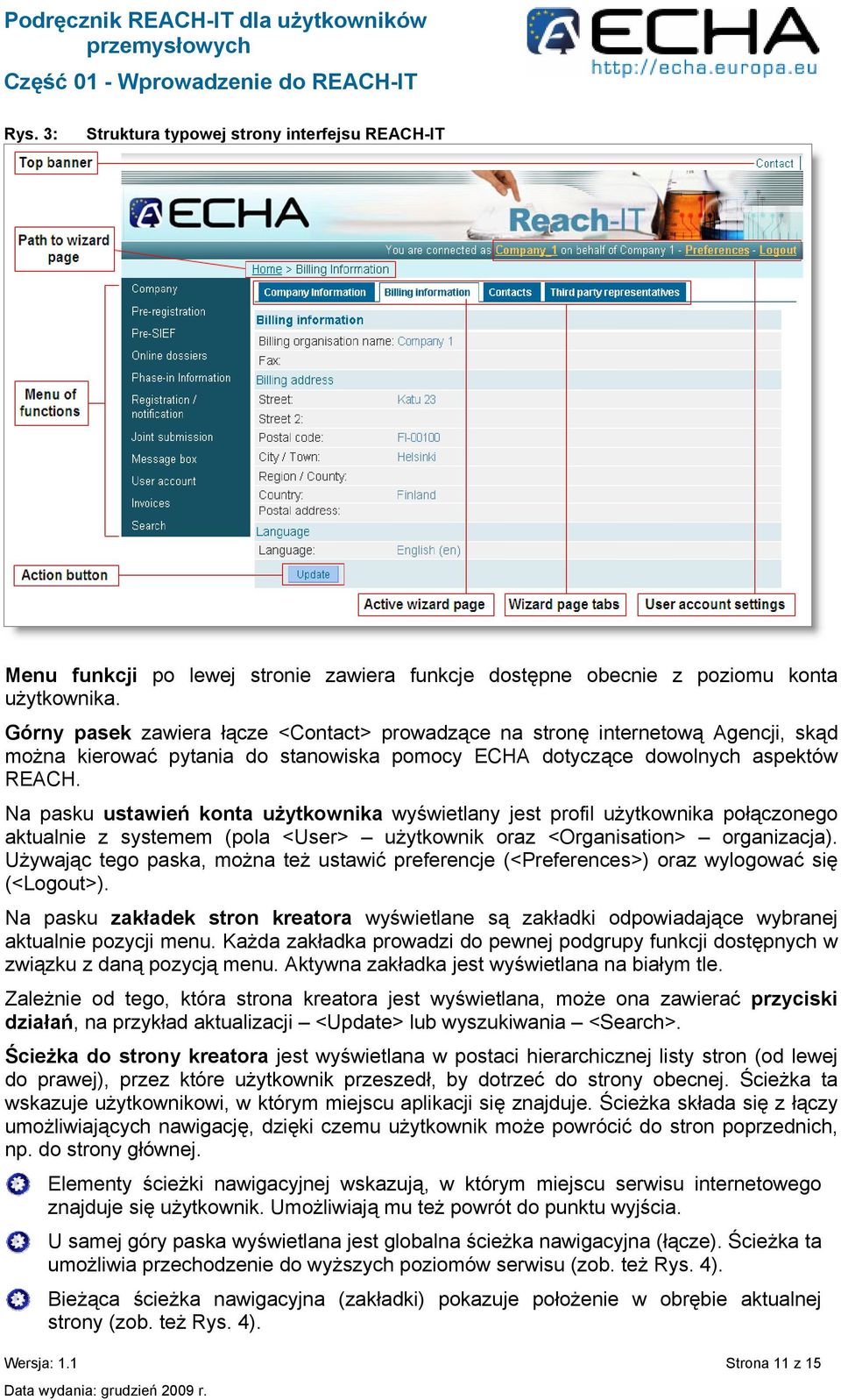Na pasku ustawień konta użytkownika wyświetlany jest profil użytkownika połączonego aktualnie z systemem (pola <User> użytkownik oraz <Organisation> organizacja).