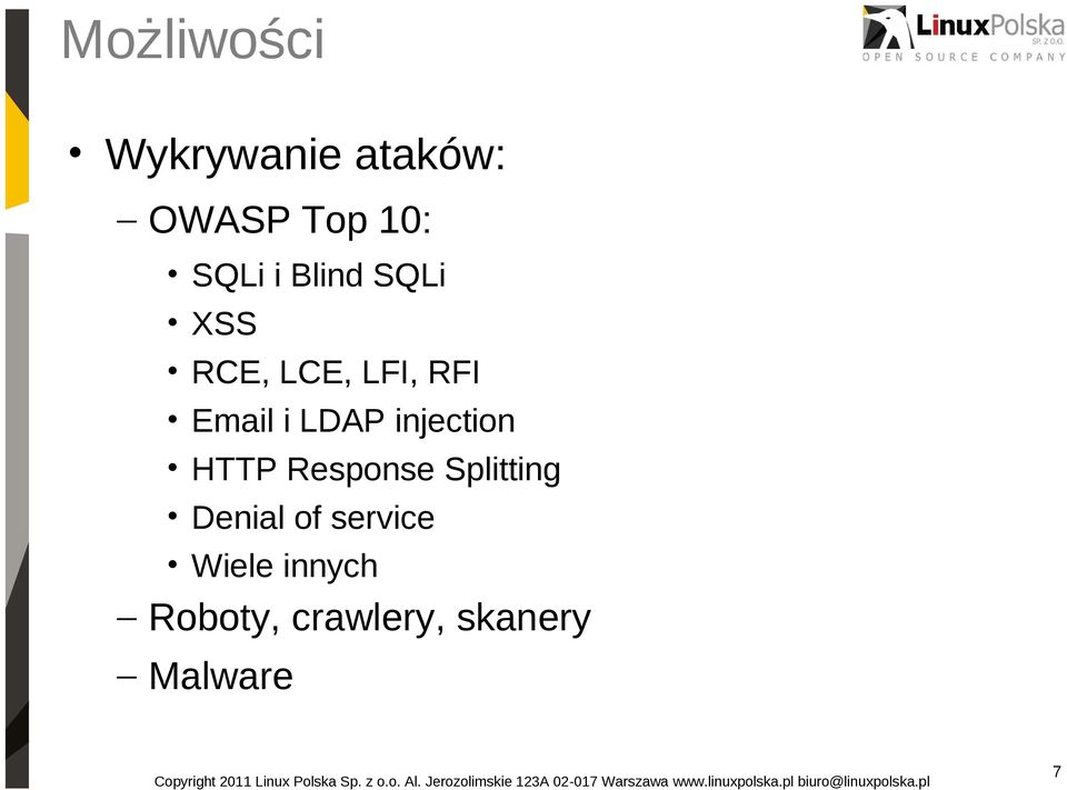 injection HTTP Response Splitting Denial of