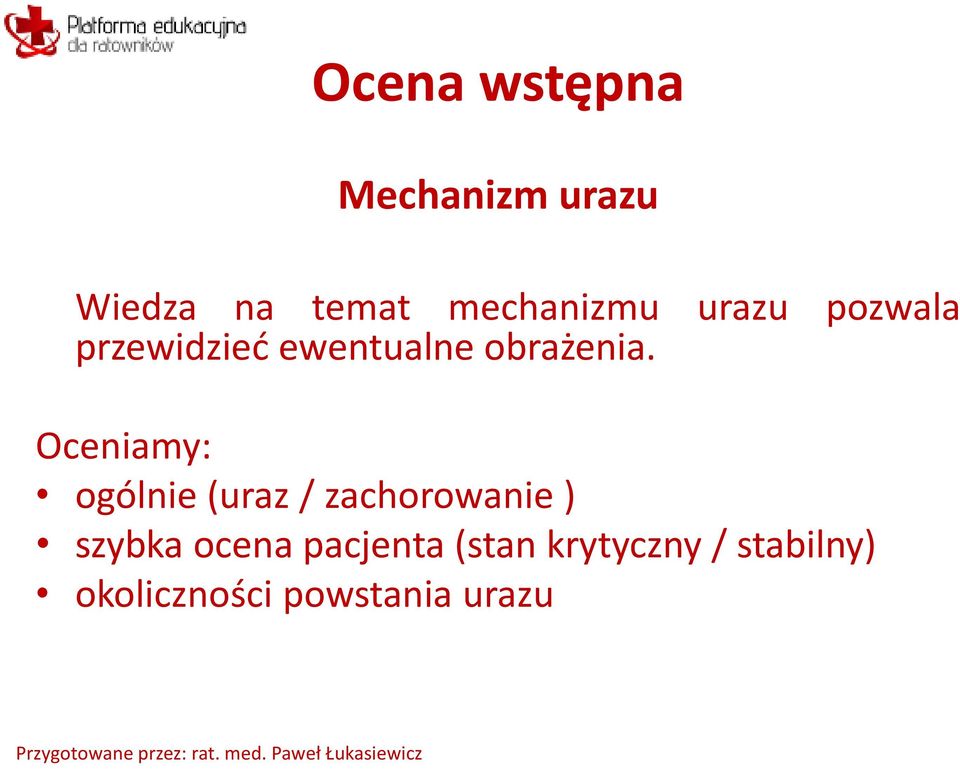 obrażenia.