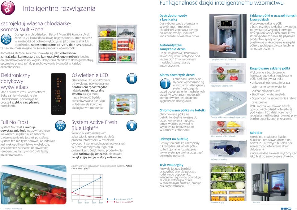 Zakres temperatur od -24 C do +10 C sprawia, że zawsze masz miejsce na świeże produkty lub mrożonki.