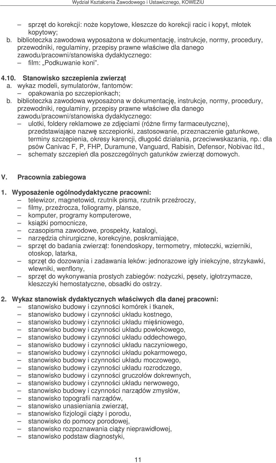 gatunkowe, terminy szczepienia, okresy karencji, długo działania, przeciwwskazania, np.: dla psów Canivac F, P, FHP, Duramune, Vanguard, Rabisin, Defensor, Nobivac itd.