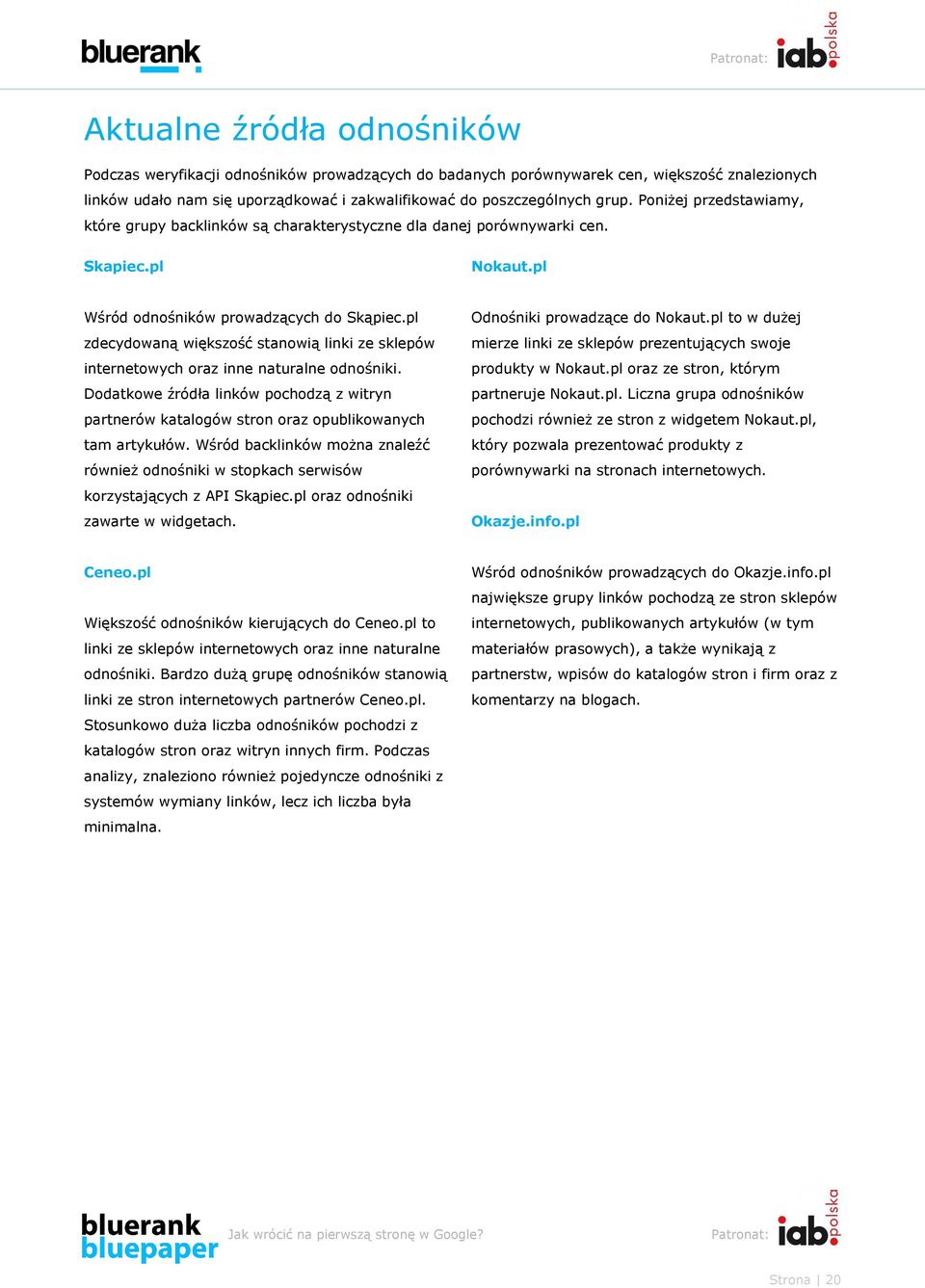 pl zdecydowaną większość stanowią linki ze sklepów internetowych oraz inne naturalne odnośniki. Dodatkowe źródła linków pochodzą z witryn partnerów katalogów stron oraz opublikowanych tam artykułów.