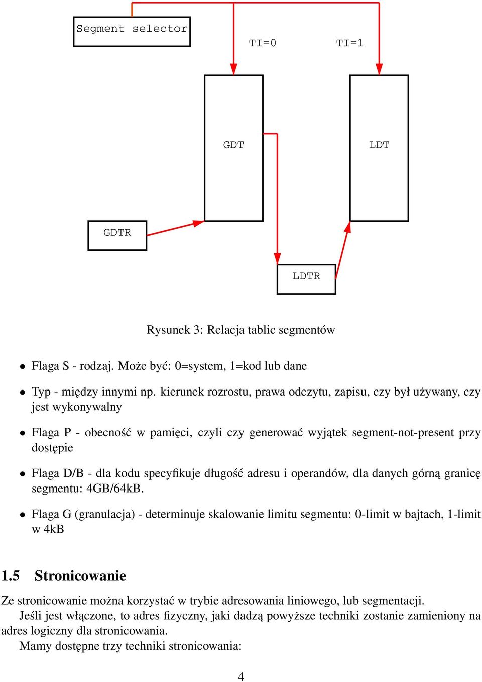 specyfikuje długość adresu i operandów, dla danych górną granicę segmentu: 4GB/64kB. Flaga G (granulacja) - determinuje skalowanie limitu segmentu: 0-limit w bajtach, 1-limit w 4kB 1.