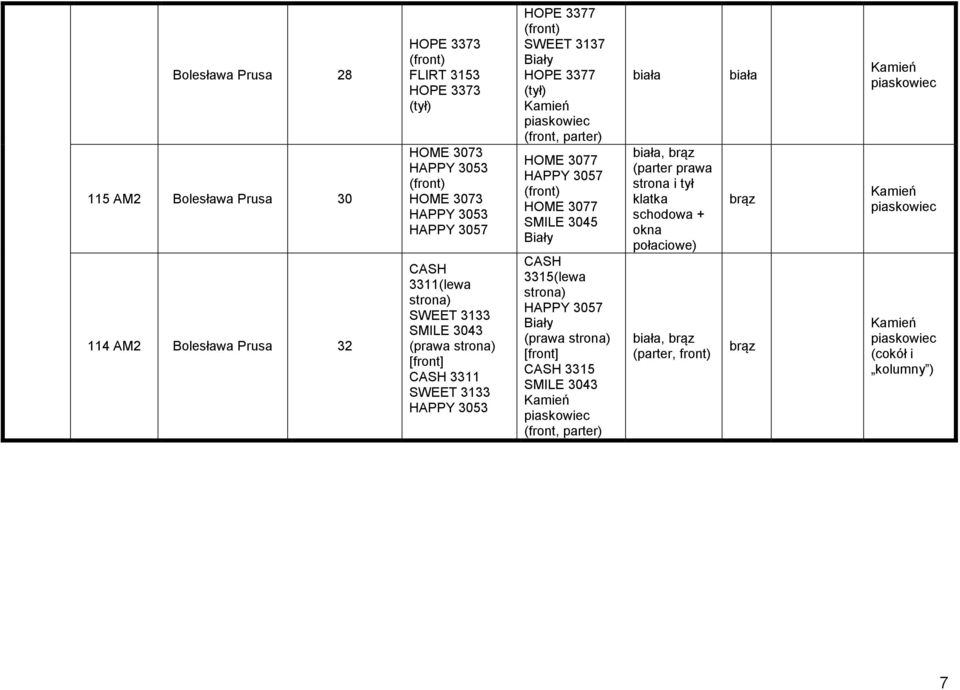 3137 Biały HOPE 3377 (front, parter) HOME 3077 HAPPY 3057 HOME 3077 SMILE 3045 Biały CASH 3315(lewa strona) HAPPY 3057 Biały (prawa strona)