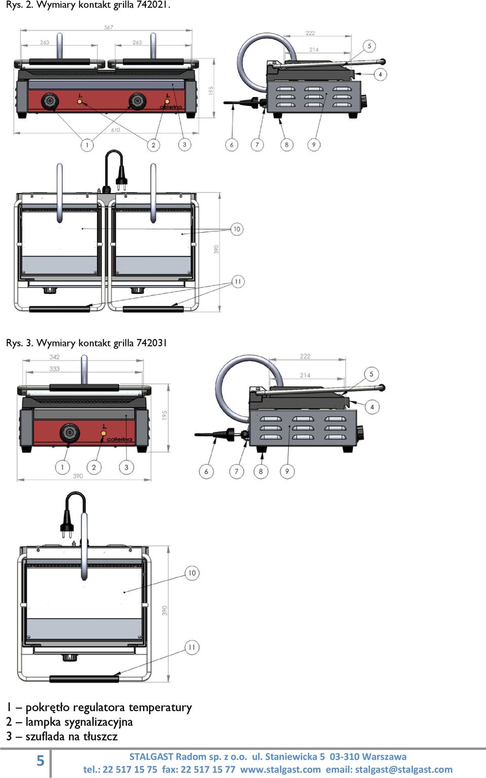 Wymiary kontakt grilla 742031 1